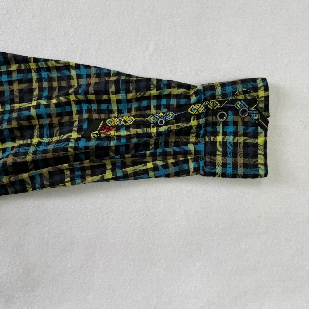 Robert Graham Mens Plaid Button Down Shirt Animal Portrait Size L‎ Whimsical